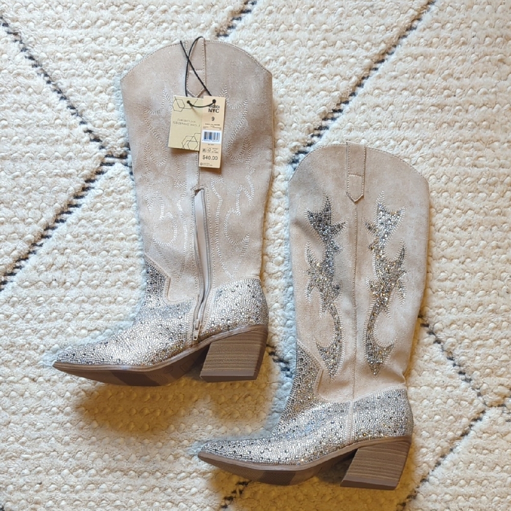 Silver Glitter Heeled Boots